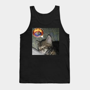 Kitty dreaming with the world on fire - weirdcore Tank Top